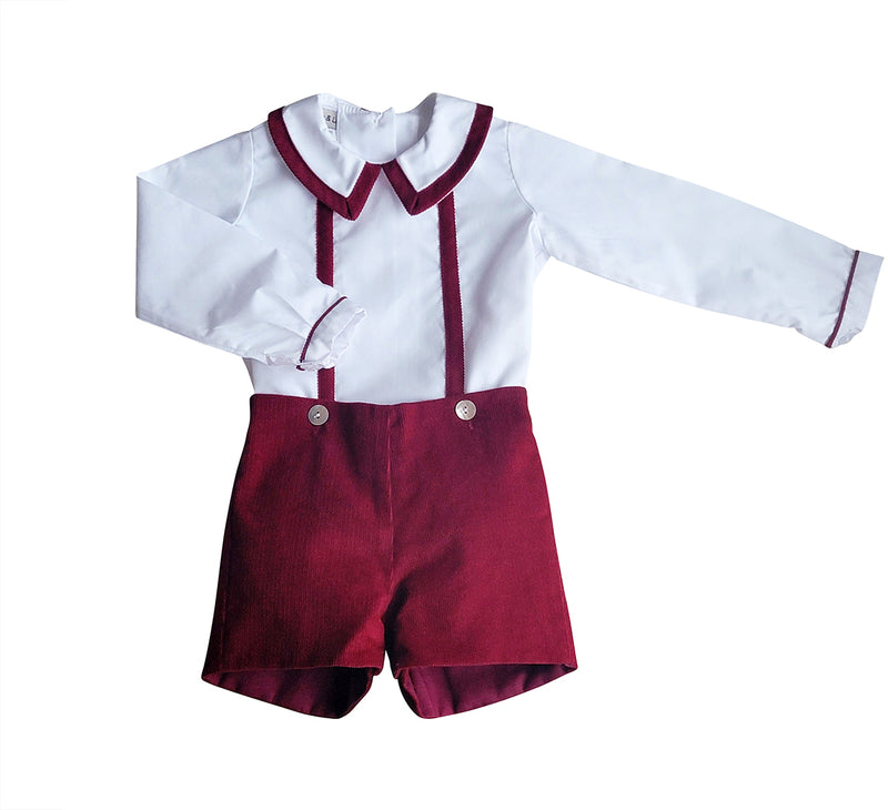 Baby Boy "Avignon" Burgundy Corduroy Short Set