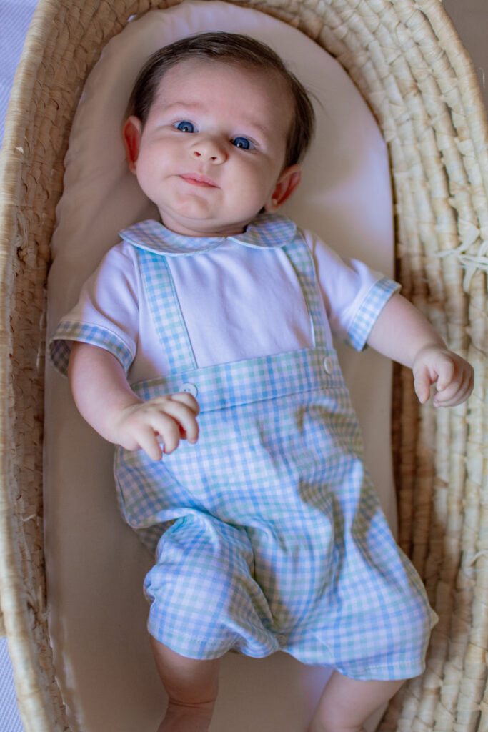 Baby Boy's "Christina & Cameron" Pima Cotton Romper